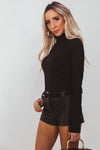 Long Sleeve Ribbed Turtleneck - Black
