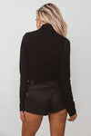 Long Sleeve Ribbed Turtleneck - Black