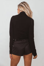 Long Sleeve Ribbed Turtleneck - Black