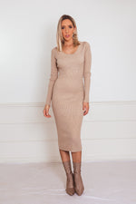 Ribbed Midi Dress - Nude /// Only 1-S Left ///