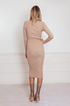Ribbed Midi Dress - Nude