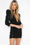 Alaysa Deep-V Shoulder Padded Dress - Haute & Rebellious