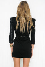 Alaysa Deep-V Shoulder Padded Dress - Haute & Rebellious