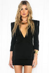 Alaysa Deep-V Shoulder Padded Dress - Haute & Rebellious