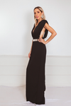 Deep-V Sleeveless Maxi Dress