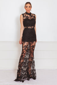 Lace Contrast Maxi Dress