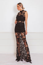 Lace Contrast Maxi Dress