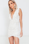 Sleeveless Mini Dress with V-Neckline - White