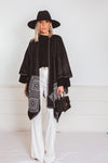 Poncho Cardigan Sweater with Fringe