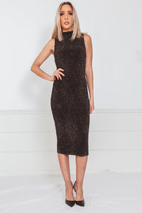 Metallic Sleeveless Evening Dress