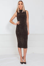 Metallic Sleeveless Evening Dress
