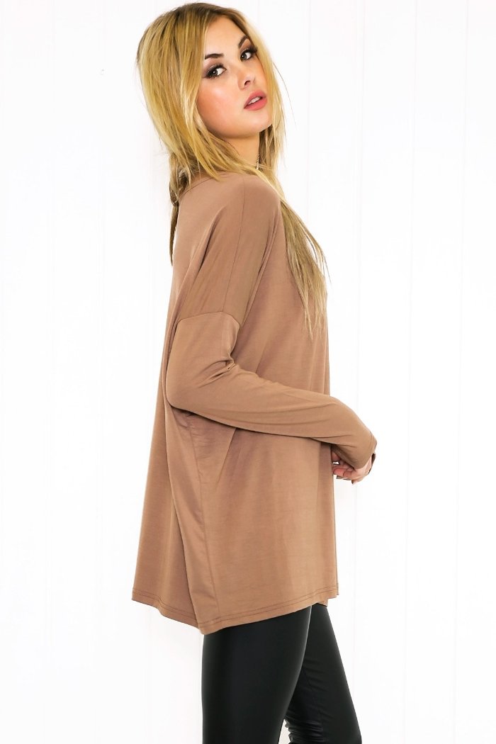 Suzanna Long Sleeve Top - Mocha - Haute & Rebellious