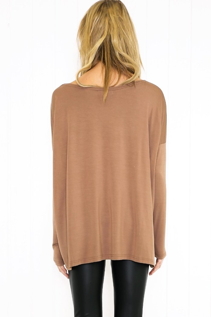Suzanna Long Sleeve Top - Mocha - Haute & Rebellious