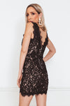 Sleeveless Mini Dress with V-Neckline - Black