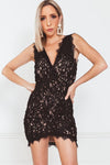 Sleeveless Mini Dress with V-Neckline - Black