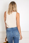 Lace-Up Crochet Crop Top - Cream