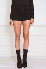 Shorts with Lace-Up Detail - Black