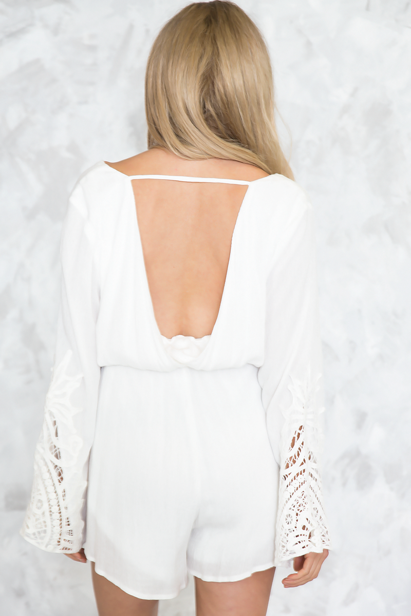 Bell Sleeve Crochet Trim Romper /// ONLY 1-M LEFT/// - Haute & Rebellious