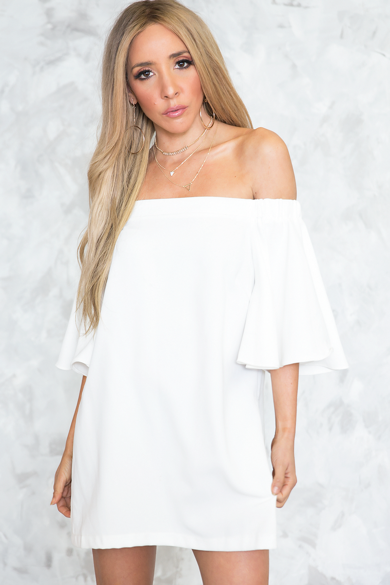 Off Shoulder Slit Sides Tunic - White /// ONLY 1-S LEFT/// - Haute & Rebellious