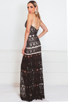 Lace Maxi Dress with Nude Contrast