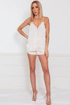Satin Button-Up Cami Top - Light Nude