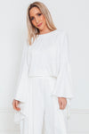 Sophisticated Bell-Sleeve Top - White
