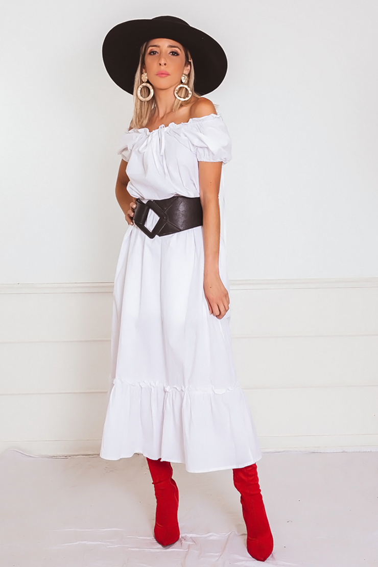 Off-the-Shoulder Midi Dress