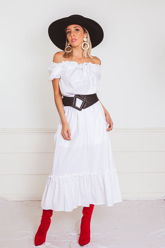 Off-the-Shoulder Midi Dress