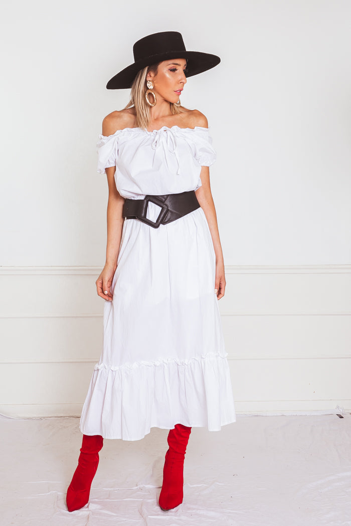 Off-the-Shoulder Midi Dress