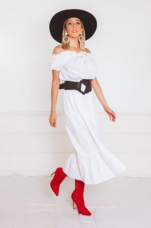 Off-the-Shoulder Midi Dress