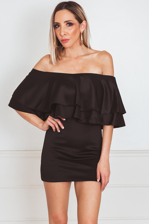 Off-Shoulder Layered Ruffle Mini Dress