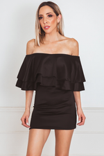Off-Shoulder Layered Ruffle Mini Dress