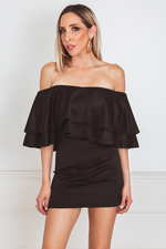 Off-Shoulder Layered Ruffle Mini Dress