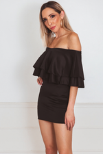 Off-Shoulder Layered Ruffle Mini Dress