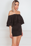 Off-Shoulder Layered Ruffle Mini Dress