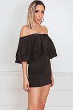 Off-Shoulder Layered Ruffle Mini Dress