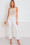 Flare Crop Denim Pant - White