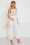 Flare Crop Denim Pant - White