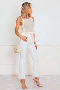 Flare Crop Denim Pant - White