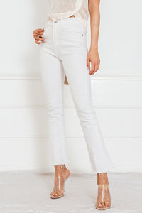 Flare Crop Denim Pant - White