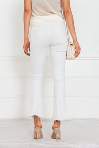 Flare Crop Denim Pant - White