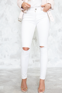 Ripped-Knee Skinny Denim Pants - White /// Only 1-S Left /// - Haute & Rebellious