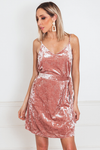 Slip Crushed Velvet Mini Dress - Blush