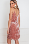 Slip Crushed Velvet Mini Dress - Blush