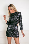 Open-Back Sequin Mini Dress - Dark Navy