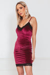 Velvet Mini Dress with Lace Detail