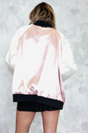 Reversible Satin Bomber Jacket with Floral Embroidery