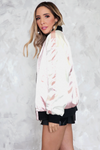 Reversible Satin Bomber Jacket with Floral Embroidery