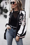 Reversible Satin Bomber Jacket with Floral Embroidery