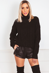 Cableknit Turtleneck Sweater - Black